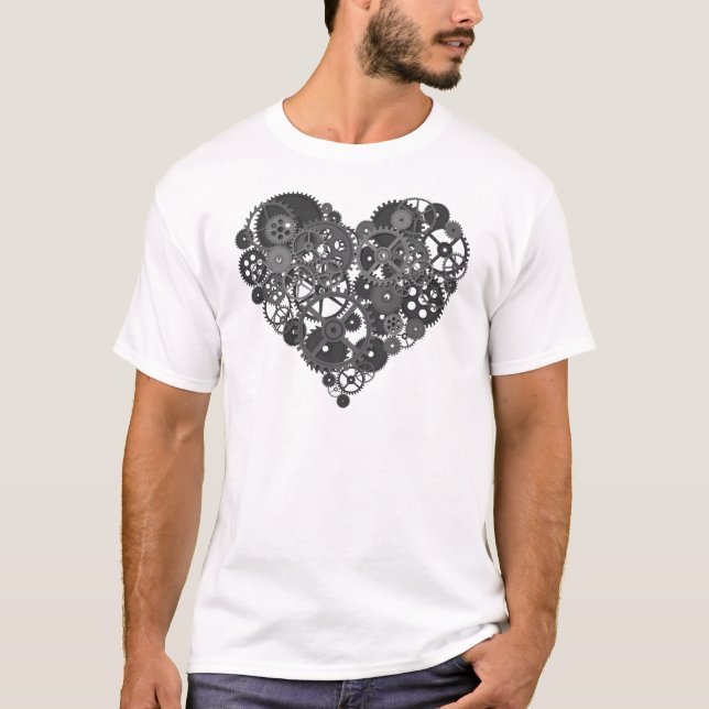 T-shirt Grey Gears Heart (Devant)