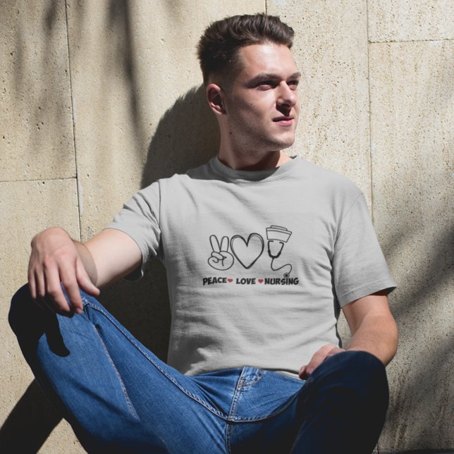 T-shirt Grey Peace Love Infirmière Appréciation (Créateur téléchargé)