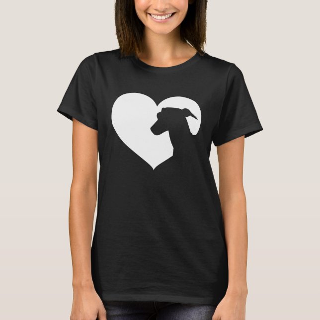 T-shirt Greyhound Dog Heart Silhouette  Greyhound (Devant)