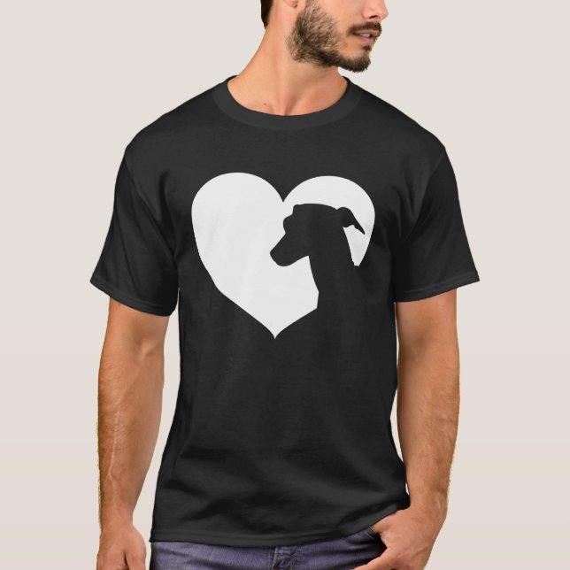 T-shirt Greyhound Dog Heart Silhouette  Greyhound (Devant)