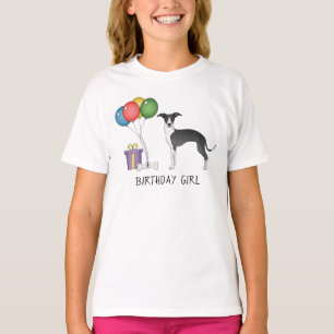 T-shirt Greyhound Italien Noir et Blanc - Fille d'annivers