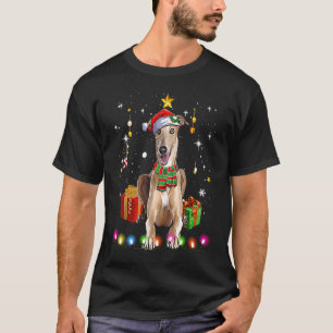 T-shirt Greyhound Père Noël Funny Noël Arbre Lumières Noël