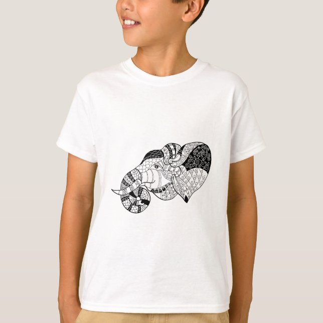 T-shirt Griffonnage principal de Zenstyle d'éléphant (Devant)