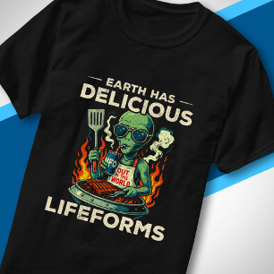 T-shirt Gril BBQ Espace OVNI Formes de vie terrestres Drôl