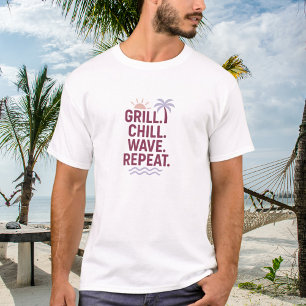 T-shirt Grill chill vague répété plage d'été