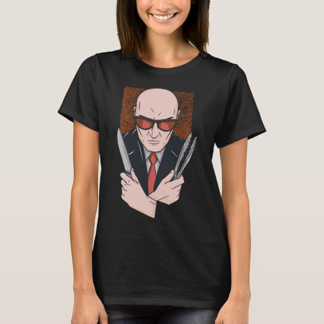 T-shirt Griller Hitman BBQ amusant (Devant)