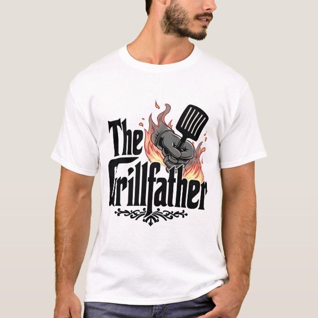 T-shirt Grillfather Funny BBQ Grill Master Design (Devant)