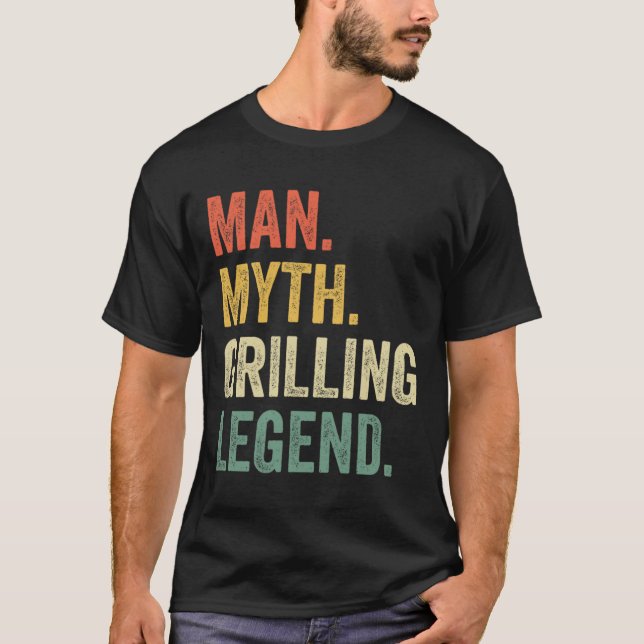 T-shirt Grilling Bbq Funny Man Myth Grill Legend Fathers D (Devant)