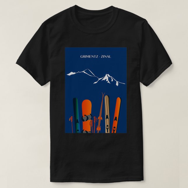 T-shirt Grimentz Zinal ski Zinalrothorn Weisshorn par leew (Design devant)