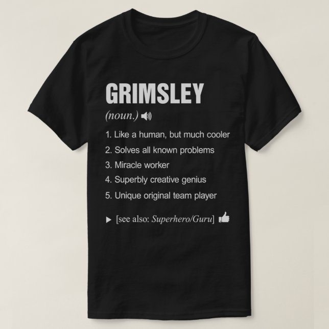 T-shirt Grimsley Name Definition Retro Family Funny  (Design devant)