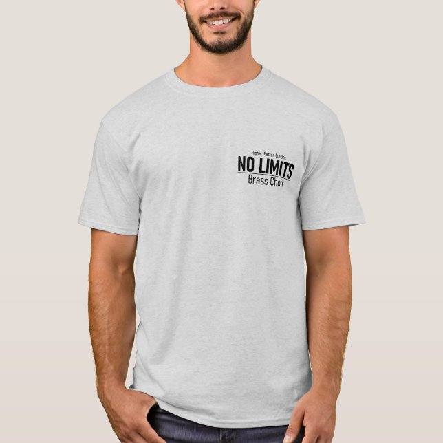 T-shirt gris avant et arrière sans limite (Devant)