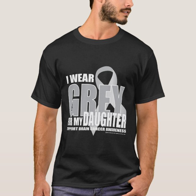 T-shirt Gris de cancer du cerveau pour la fille (Devant)