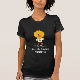 T-shirt gris de poussin de conscience d'asthme de