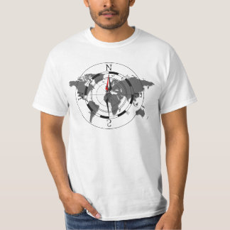 T-shirt gris de valeur du monde de Campass