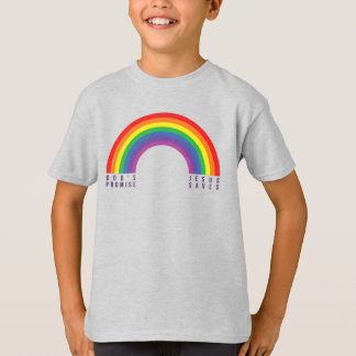 T-shirt gris du garçon Arc-en-ciel Jésus sauve