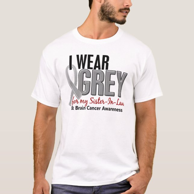 T-shirt Gris d'usage du CANCER DU CERVEAU I pour ma (Devant)