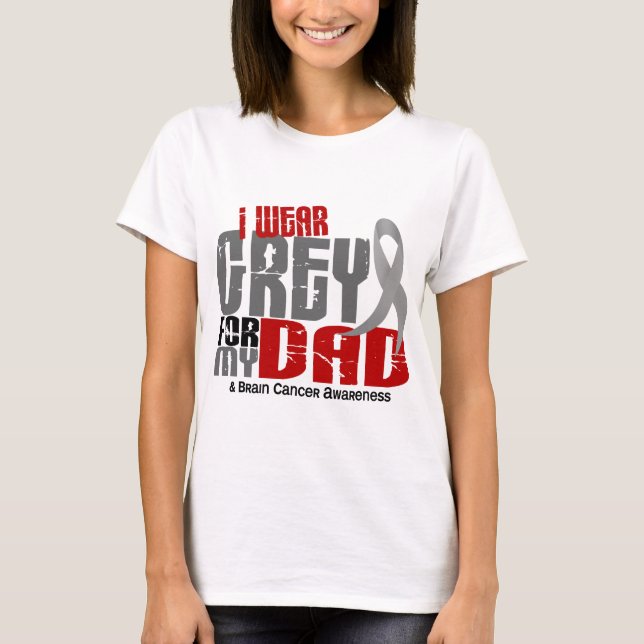 T-shirt Gris d'usage du cancer du cerveau I pour mon papa (Devant)