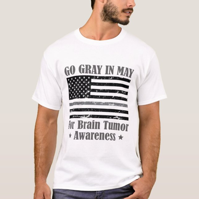 T-shirt Gris En Mai Cerveau Sensibilisation À La Tumeur Ca (Devant)