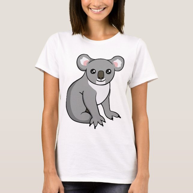 T-shirt gris heureux mignon de dessin de koala (Devant)