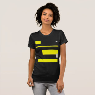 T-shirt Gris Jaune Blocs Art Abstrait