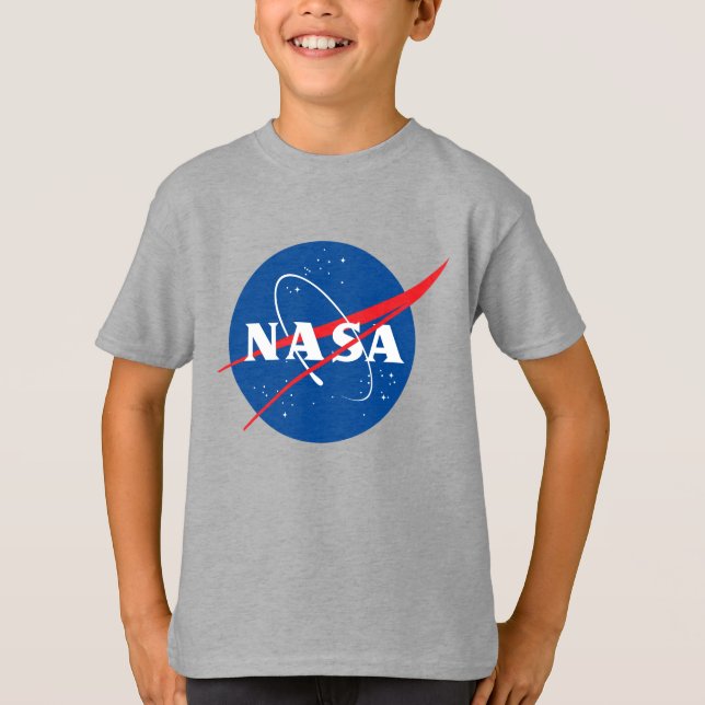 T-shirt gris lune Iconique de la NASA pour enfants (Devant)