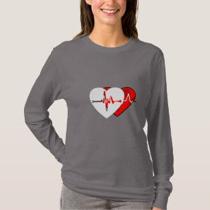 T-shirt Gris moderne imprimé coeur avant et arrière femmes