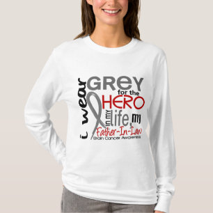 T-shirt Gris pour mon cancer du cerveau de beau-père du