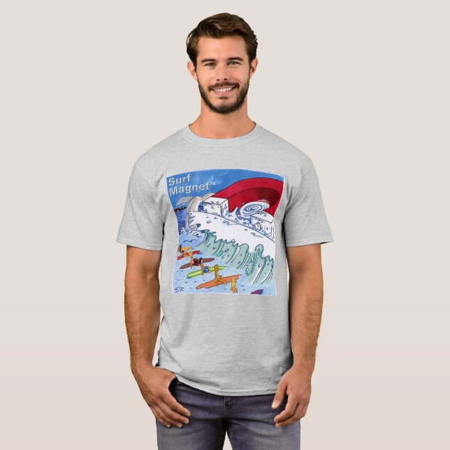 T-shirt gris Surf Magnet homme (Devant entier)