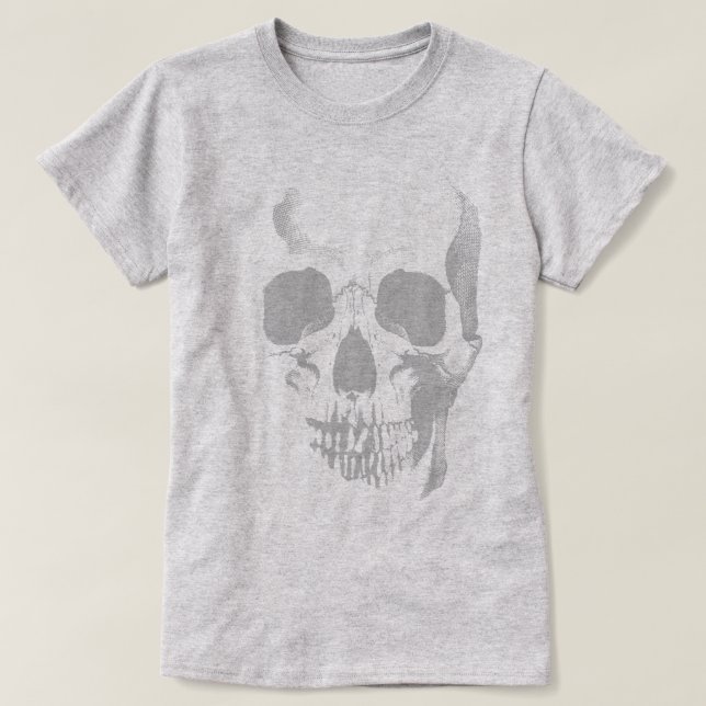 T-shirt gris visage crâne (Design devant)