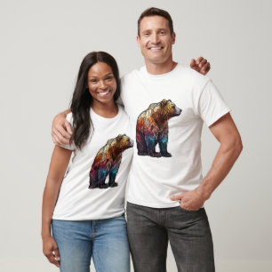 T-shirt Grizzli Ours Portrait animal Forêt de verre tendu