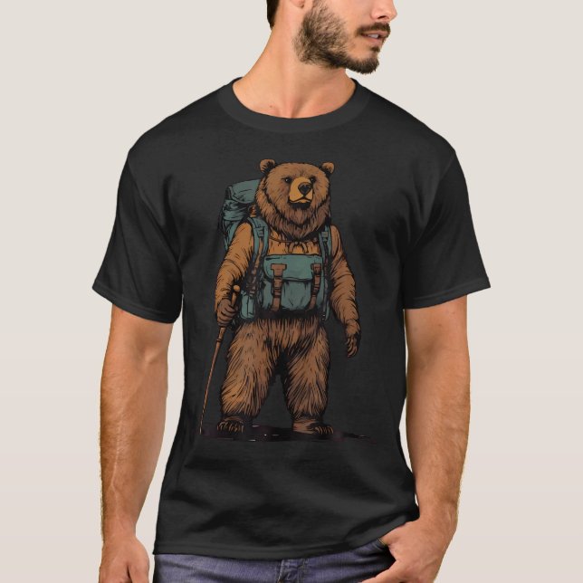 T-shirt Grizzly Backpacker Mountain Forest Wildlife Campin (Devant)