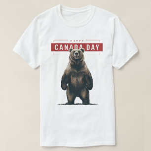 T-shirt Grizzly Bear Debout Happy Canada Day