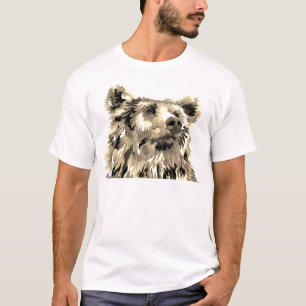 T-shirt Grizzly ours pop art brun noir blanc