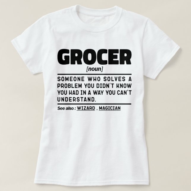 T-shirt Grocer Noun Définition Épicerie Conception minimal (Design devant)