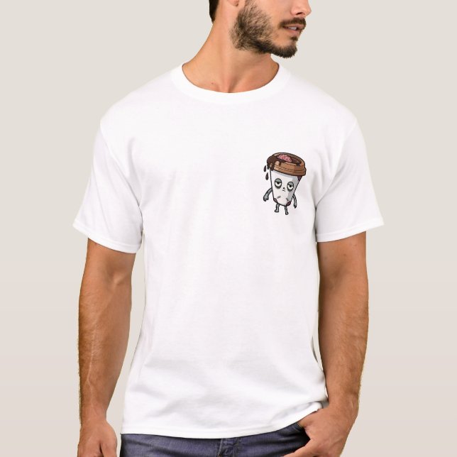 T-shirt Groggy Zombie Coffee Cup Character (Devant)
