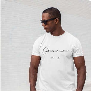 T-shirt Groomsman Personnalisé Chic Minimaliste Mariage