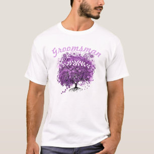 T-shirt Groomsman Purple Heart Leaf Mariage Arbre