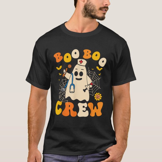 T-shirt Groovy Boo Crew Nurse Funny Ghost Women Halloween  (Devant)
