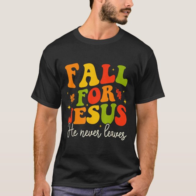 T-shirt Groovy Christian Sayings Halloween Fall For Jesus  (Devant)