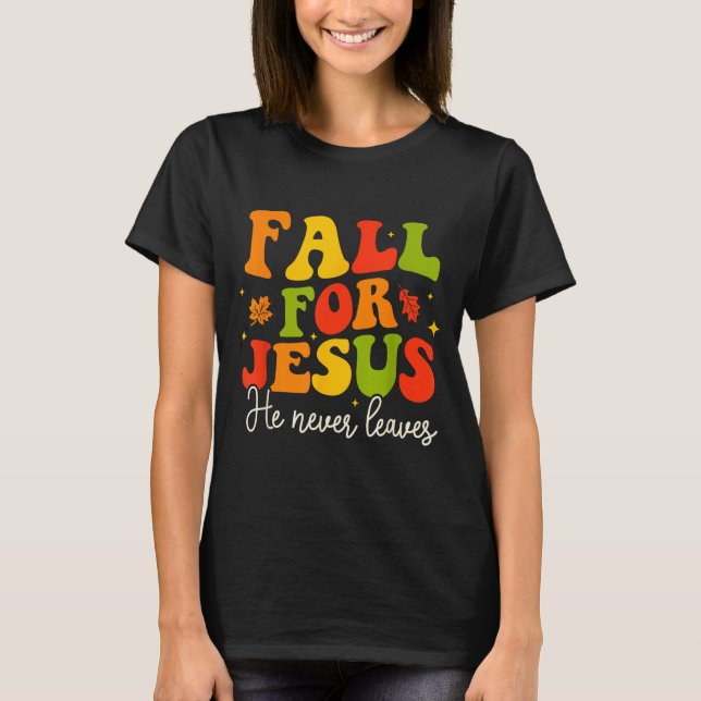 T-shirt Groovy Christian Sayings Halloween Fall For Jesus  (Devant)