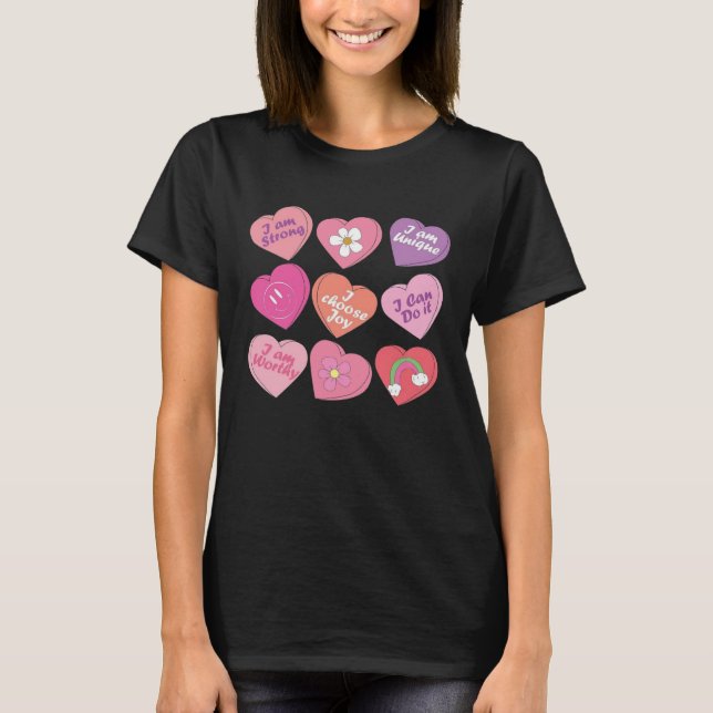 T-shirt Groovy Cute Pink Heart Funny Teacher Happy Valenti (Devant)