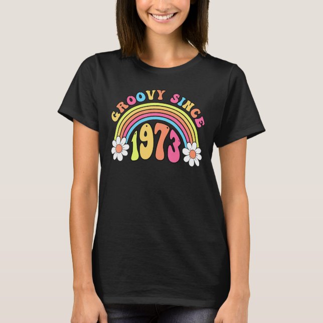 T-shirt Groovy Depuis 1973 Anniversaire Rétro Vintage (Devant)