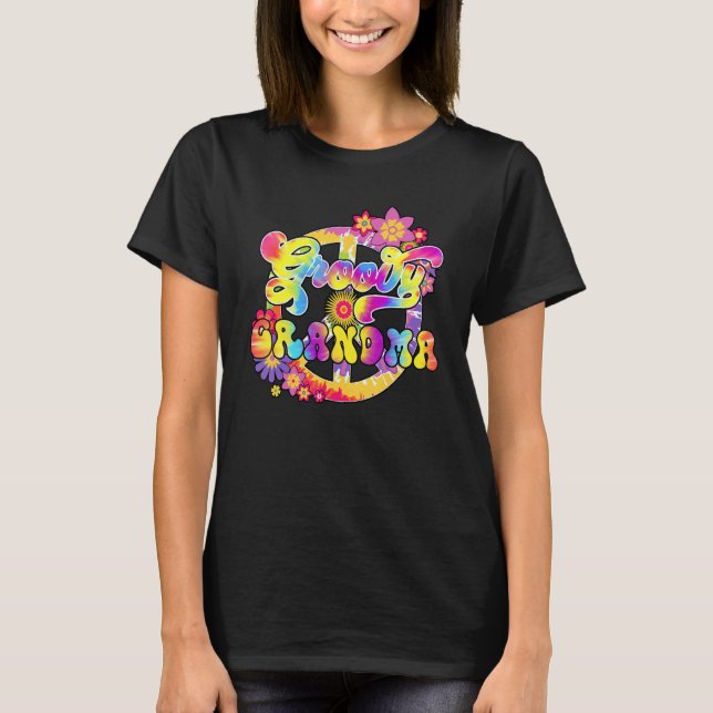 T-shirt Groovy Grandma Matching Family Baby Shower Hippie  (Devant)