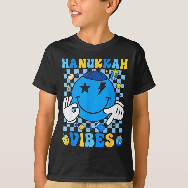 T-shirt Groovy Hanukkah Vibes Chanukah Pajama Happy Hanukk (Devant)