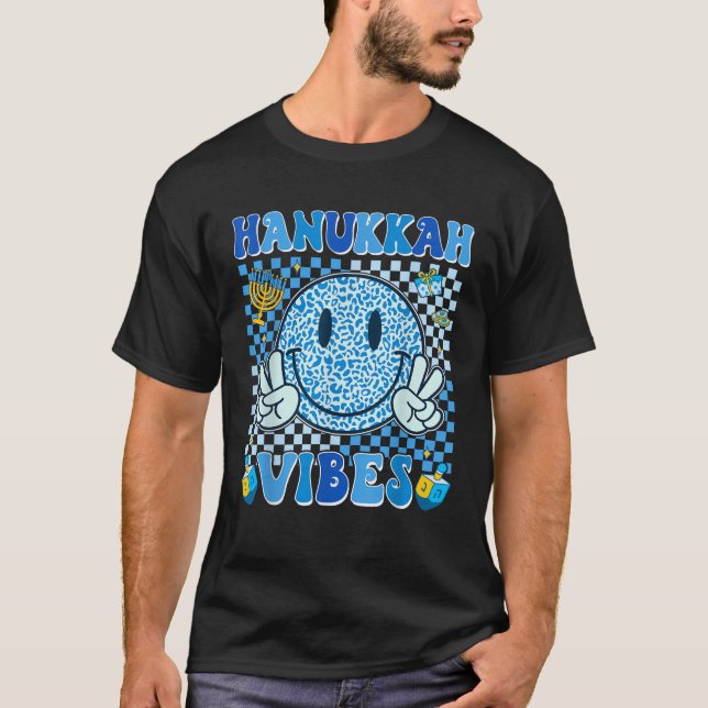 T-shirt Groovy Hanukkah Vibes Chanukah Pajama Happy Hanukk (Devant)