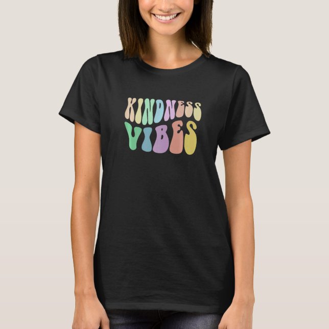 T-shirt Groovy KINDNESS VIBES Choose Retro Be Kind Anti Bu (Devant)