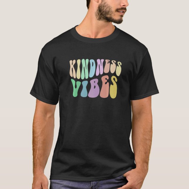 T-shirt Groovy KINDNESS VIBES Choose Retro Be Kind Anti Bu (Devant)