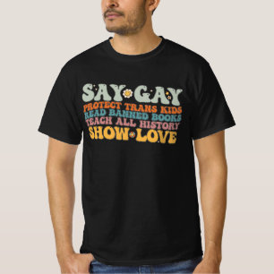 T-shirt Groovy LGBT Dis LGBT Protéger les enfants trans Le