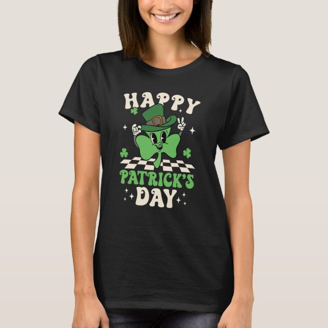 T-shirt Groovy Lucky Shamrock Happy St Patrick's Day C Iri (Devant)