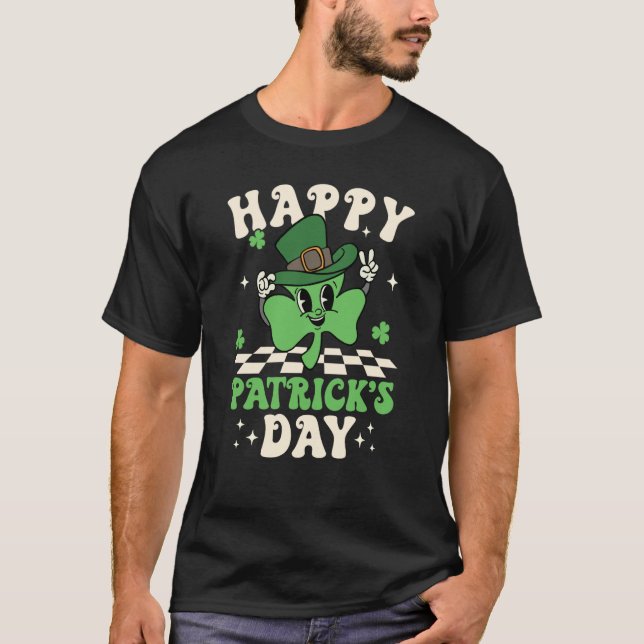 T-shirt Groovy Lucky Shamrock Happy St Patrick's Day C Iri (Devant)